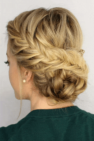 chignon tressé haut