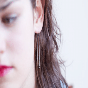Boucles d'oreilles chaîne traversante en argent véritable