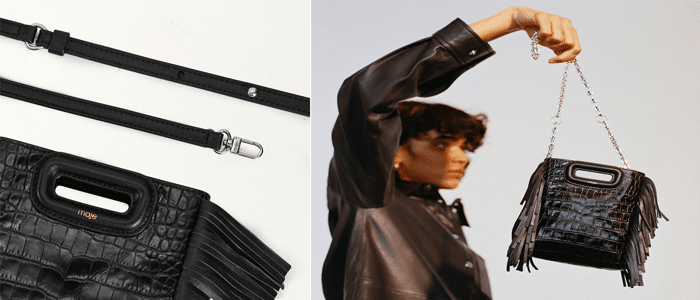 Mini sac en cuir embossé avec chaine