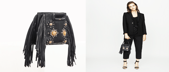 sac style maje a frange en cuir