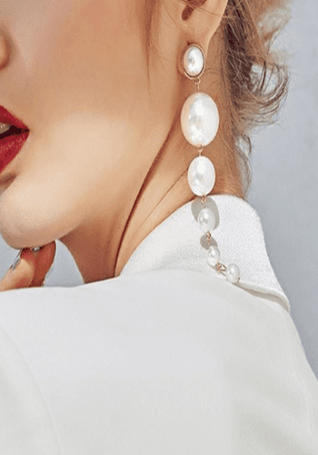 boucle d'oreille grosse perle blanche